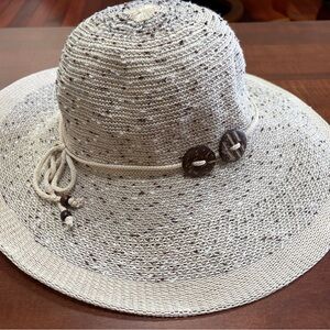 Elegant Cream Sun Hat with Button Accents